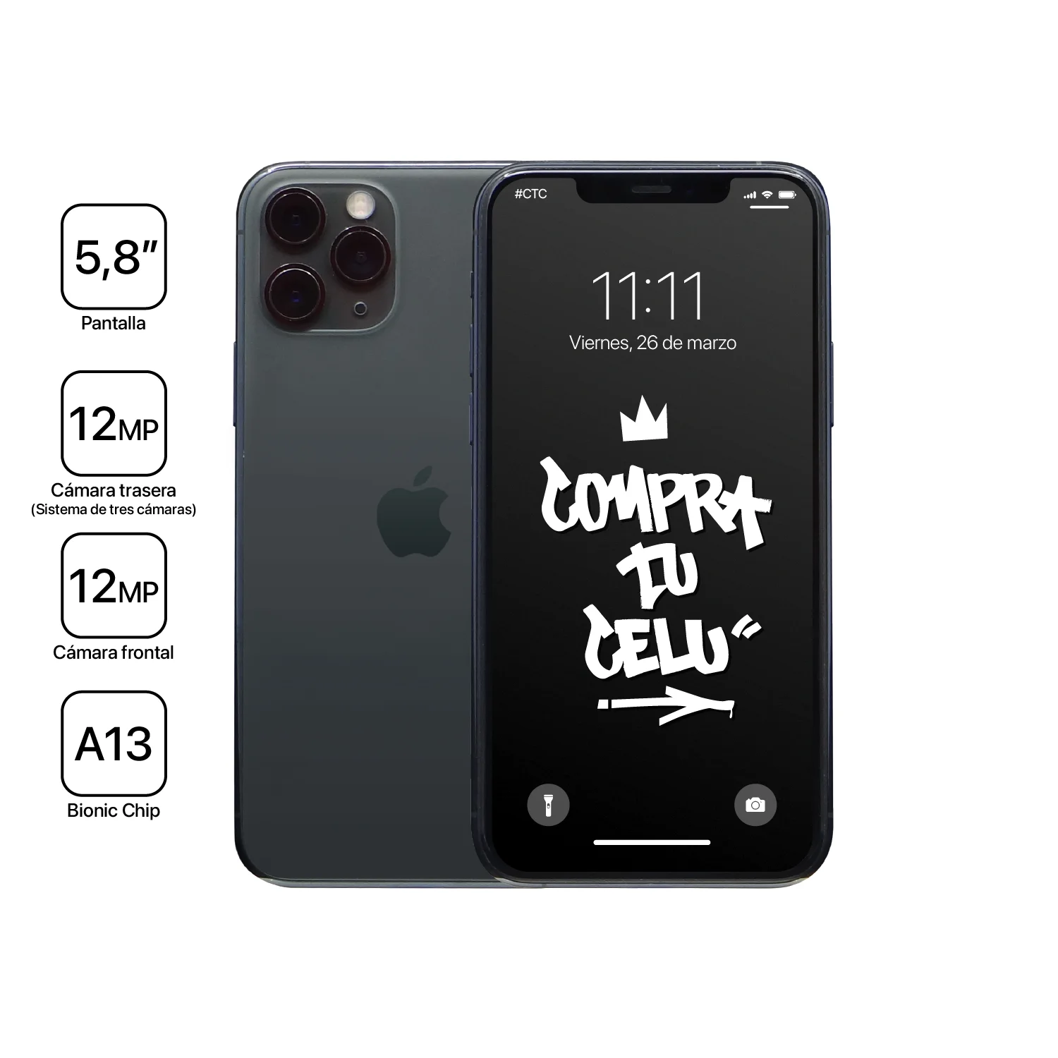 iPhone 11 Pro verde medianoche usado en Chile - vista principal
