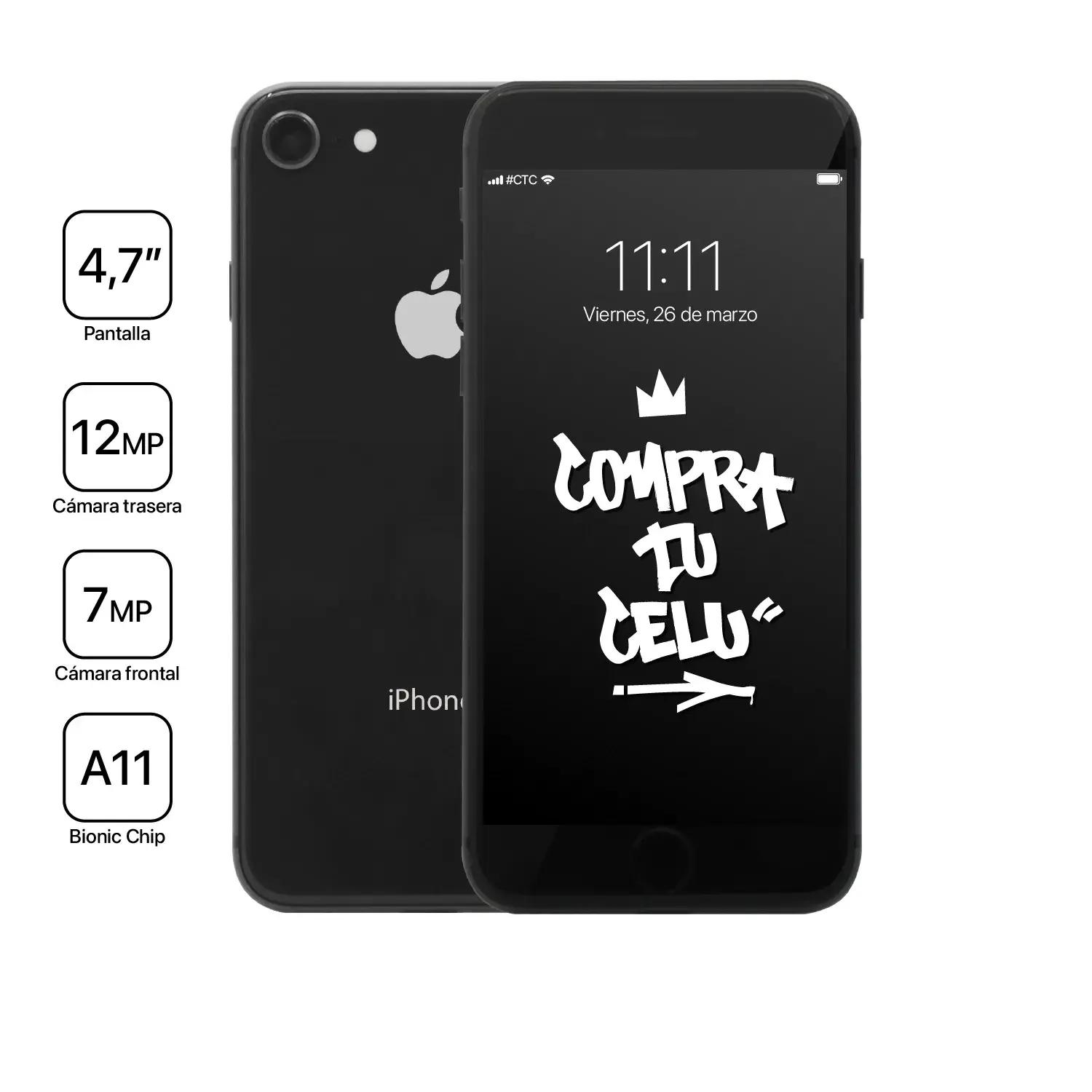iPhone 8 gris espacial usado en Chile - vista principal