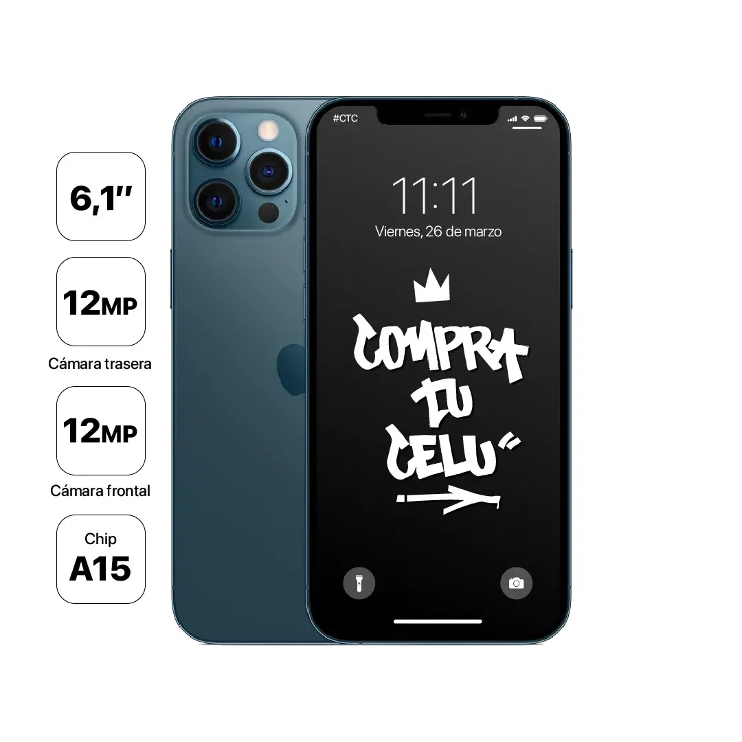 iPhone 12 Pro azul pacifico usado en Chile - vista principal