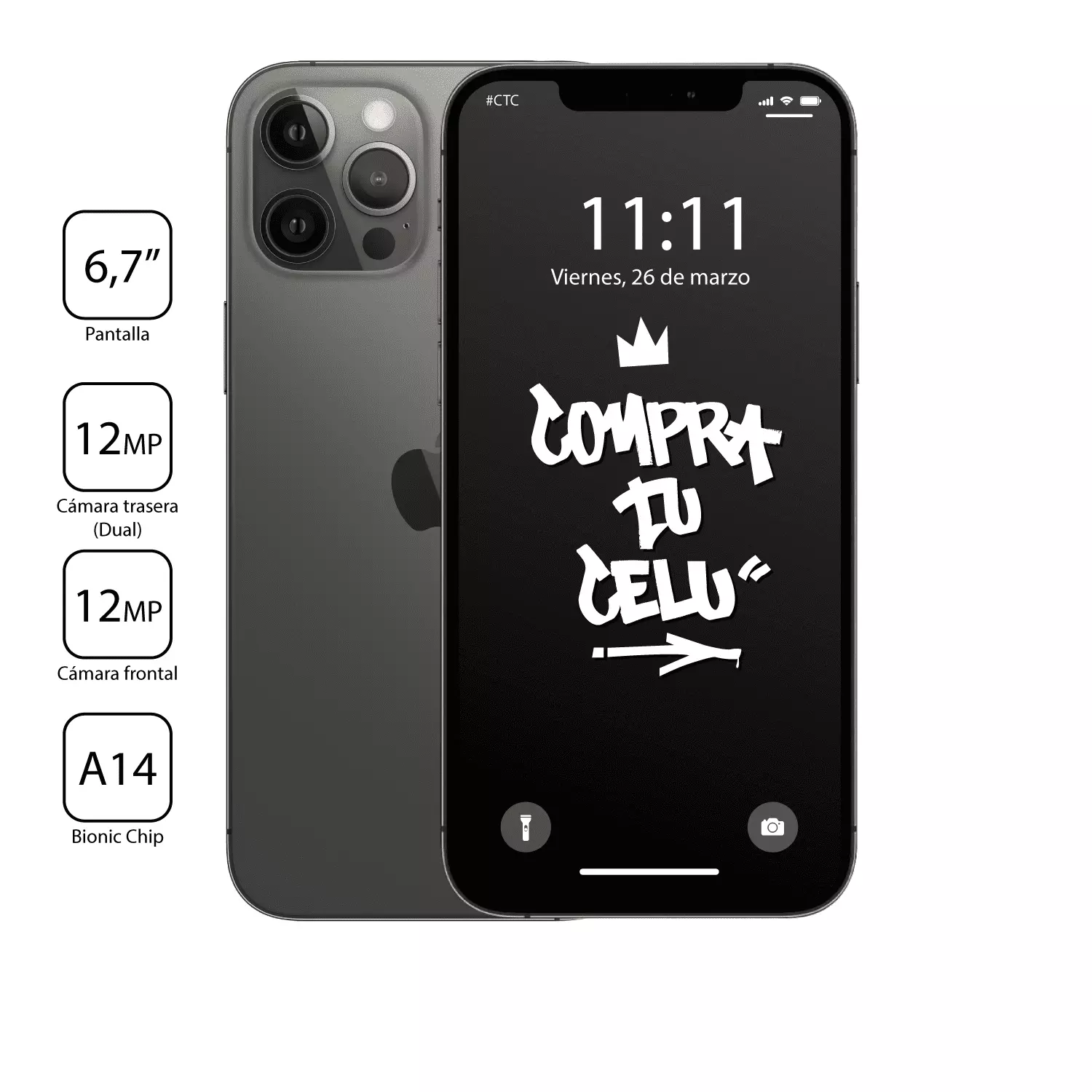 iPhone 12 Pro Max grafito usado en Chile - vista principal