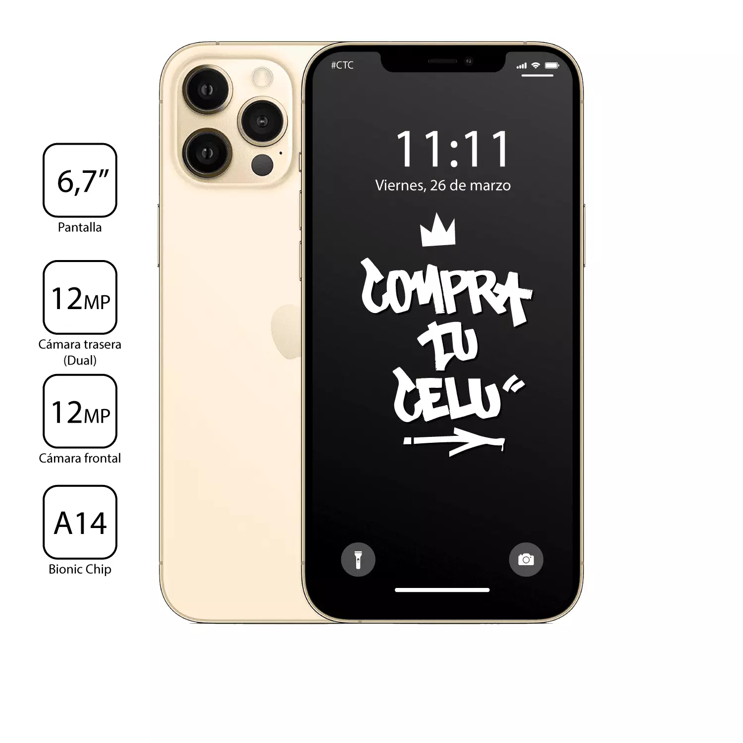 iPhone 12 Pro Max dorado usado en Chile - vista principal